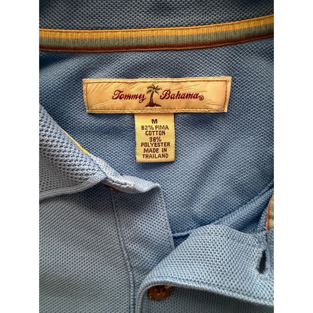 Tommy Bahama Men’s M Light Blue Polo – Pima Cotton Blend Island Comfort - Picture 2 of 6